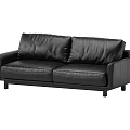 Black Leather Two Seater Sofa Modern Design With Sleek Frame And Comfortable Seats 3d model