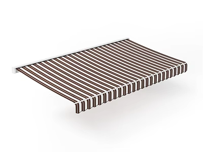 Brown And White Striped Outdoor Awning With Sunshade Feature For Patio And Windows Use 3d model
