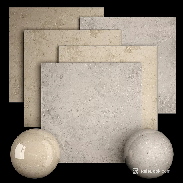 Beige Gray Ceramic Tiles With Decorative Spheres For Wall And Flooring 3d model 