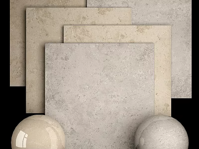 Beige Gray Ceramic Tiles With Decorative Spheres For Wall And Flooring 3d model