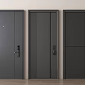 Modern Dark Security Doors With Three Panel Styles And Metal Finish Locks 3d model