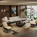 Modern Light Luxury Fabric Sofa And Round Coffee Table Combination For Elegant Cozy Living Room