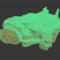 Orange Red Rock Formation Model With Irregular Surface And Layered Structure