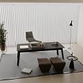 Modern Dark Wood Office Desk With Minimalist Furniture Decor For Bright Comfortable Home Working Space