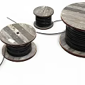 Black Cable Reels With Wooden Spools And Extended Wires In Various Sizes
