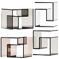 Modern Geometric Side Table Designs with Transparent Panels and Black Frames 3d model