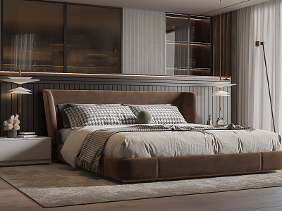 Modern double bed combination 3d model