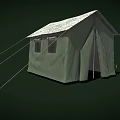 Outdoor Camping Furniture Featuring Green Tent With White Roof And Windows