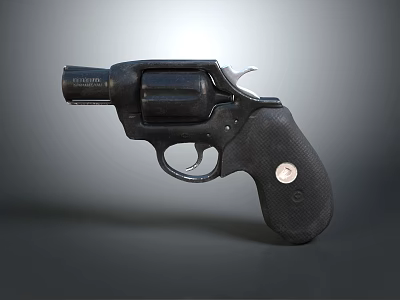 Vintage Black Revolver With Textured Grip And Metal Barrel And Classic Design 3d model Vintage Black Revolver With Textured Grip And Metal Barrel And Classic Design 3d model