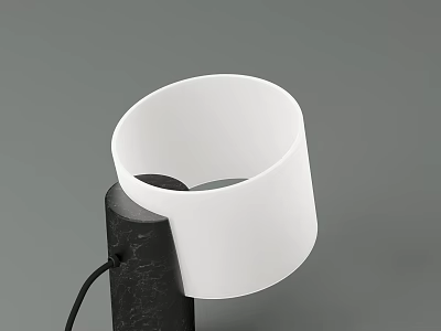 Modern Minimalist Table Lamp With Black Marble Base And White Cylindrical Shade 3d model
