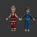 Two Cartoon Characters In Red And Blue Outfits Holding Hands