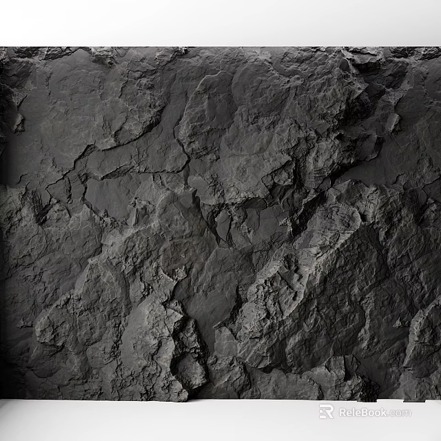 Rough Black Stone Construction Component With Textured Surface And Irregular Patterns 3d model 