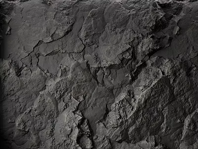 Rough Black Stone Construction Component With Textured Surface And Irregular Patterns 3d model
