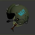Green US Captain Military Helmet With Goggles Headphones And Star Emblem