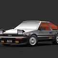 Classic Toyota Coupe Featuring Silver Gray Body And Orange Roof Design