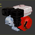 Red Tire With Black White Mechanical Engine And Shiny Metal Parts