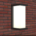 Modern Wall Lamps Mounted on Red Brick Wall with Black Frame and White Shade