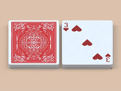 Playing Cards With Red Back And Three Of Hearts 3d model Playing Cards With Red Back And Three Of Hearts 3d model