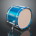 Blue Shiny Drum With Metal Hardware And White Drumhead On Stand