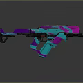 Futuristic Rifle With Purple And Teal Vibrant Color Pattern Sleek Modern Design