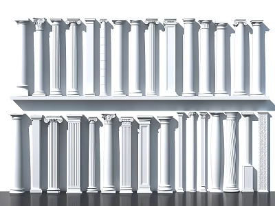 Various Design Styles of Classic White Roman Columns Decorative Collection 3d model