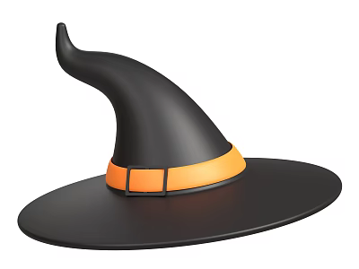 Black Witch Hat With Orange Band For Halloween Costume Accessory 3d model