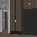 Modern Elevator Design With Metal Door Wooden Panel And Embedded Lighting