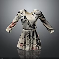 Elegant Floral Pattern V Neck Long Sleeve Dress With Layered Skirt And Feminine Design