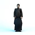 Traditional Costumed Character Wearing Black Robe Trousers And Hat With White Background