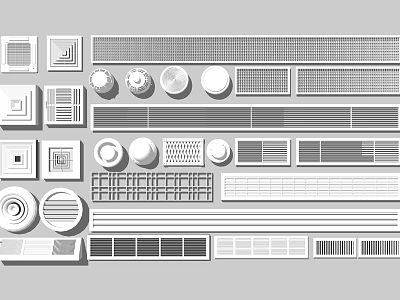 Various Air Conditioner Vents With Round Square And Grille Designs For Home Interior 3d model
