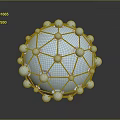 Blue Geometric Metallic Sphere Structure With Shiny Nodes And Network Design 3d model