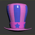 Pink And Blue Striped Top Hat With Star Decorated Band For Fashionable Look