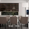 Modern Dining Living Room Interior Design With Dining Table Chairs And Cabinets