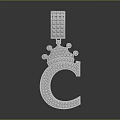 Elegant Sparkling Letter C Jewelry Sculpture With Diamond Inlaid Crown Design