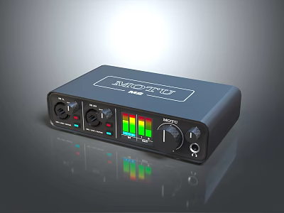 Blue Yeti Solo Audio Interface With Black Design Knobs Ports And Color Level Indicators 3d model