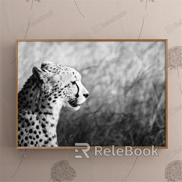 Modern Animal Painting Simple Black and White Study Animal Leopard Decorative Painting model