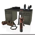 Green Workbench With Tools Equipment Wooden Box Red Component And Cable Setup