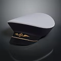 Navy And White Uniform Cap With Gold Emblem And Decorative Braid