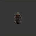 Retro Steampunk Motorcycle Featuring Mechanical Details And Brown Leather Seat