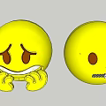 Yellow Emoji Expression Decorative Ornament Set Featuring Crying And Zipped Mouth Designs
