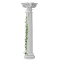 Decorative Roman Column with Lush Green Vines Climbing in Outdoor Garden Setting