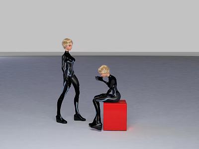 Modern game character cartoon sci-fi girl 3d model