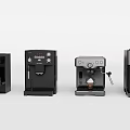 Different Types of Black Kitchen Coffee Machines With Coffee Cups