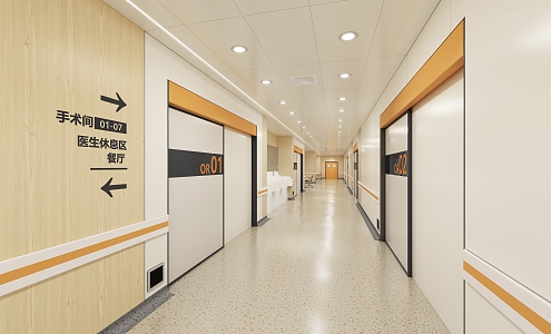 modern aisle hospital clean aisle 3d model