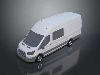 White Van With Modern Sleek Exterior Design And Reflected Surface Details 3d model