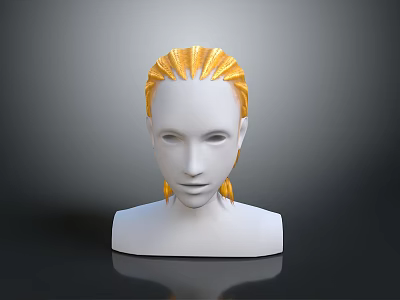 3D Game Film Character Head Model With Blonde Hair And Stylized Design Features 3d model