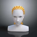 3D Game Film Character Head Model With Blonde Hair And Stylized Design Features
