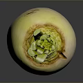 Healthy Fresh White Root Vegetable With Green Stems On Dark Surface