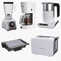 Essential Modern Kitchen Appliances Including Blender Coffee Maker Toaster and Grill 3d model