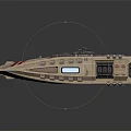 Futuristic Interstellar Spacecraft With Beige Red Stripes And Detailed Aerospace Structure